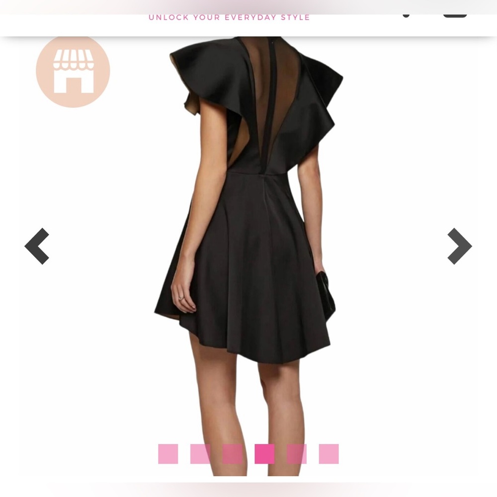 Sandro Paris Ruffle Cocktail Dress - Black Satin - Size S - Picture 11 of 11